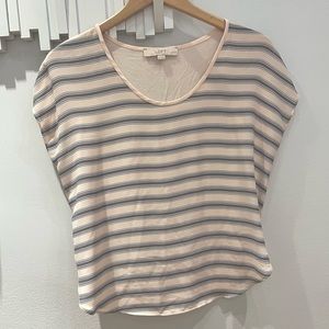 Ann Taylor Loft Petites dolman sleeve top - pink gray stripes and pink back